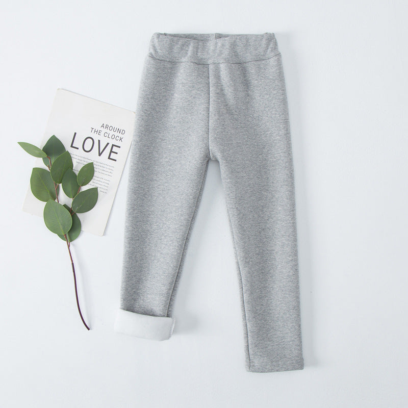Fleece-lined Extra-thick Casual Pants For Kids