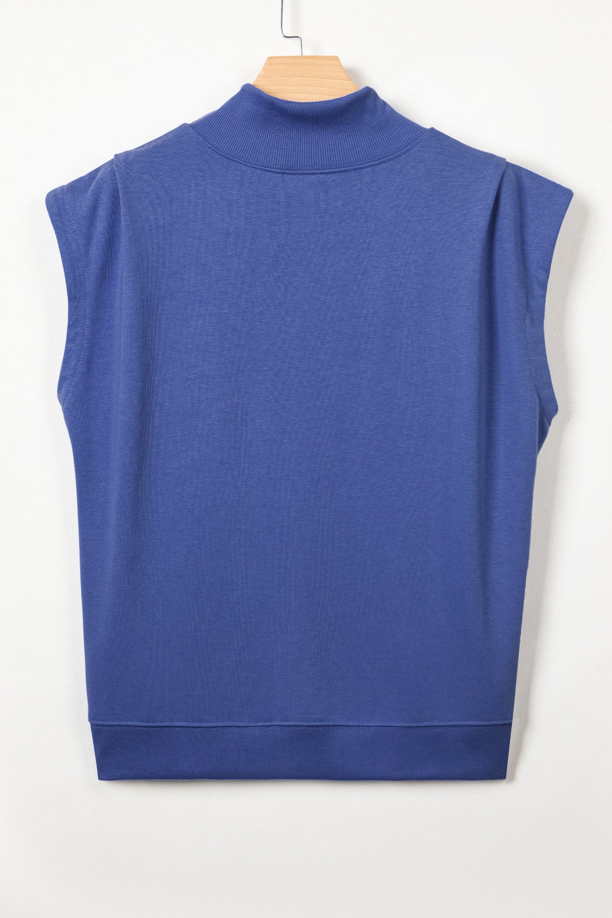 Solid Mock Neck Cap Sleeve Oversized Top