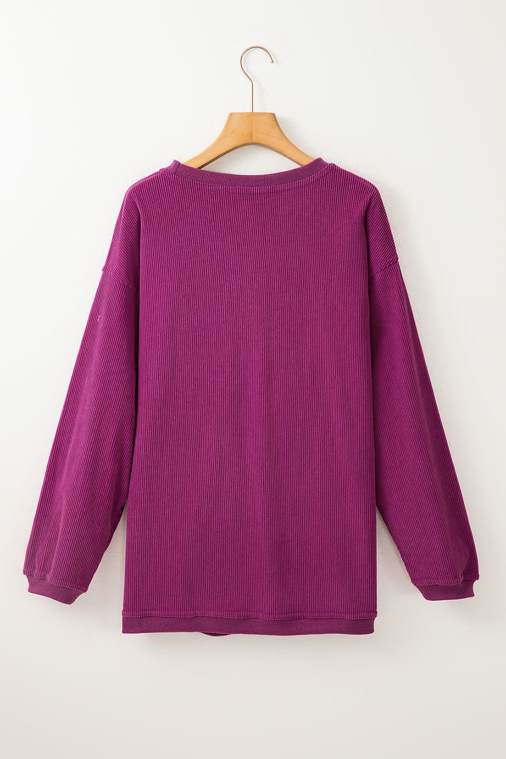 Solid Ribbed Corduroy Long Sleeve Oversized Sweatshirt