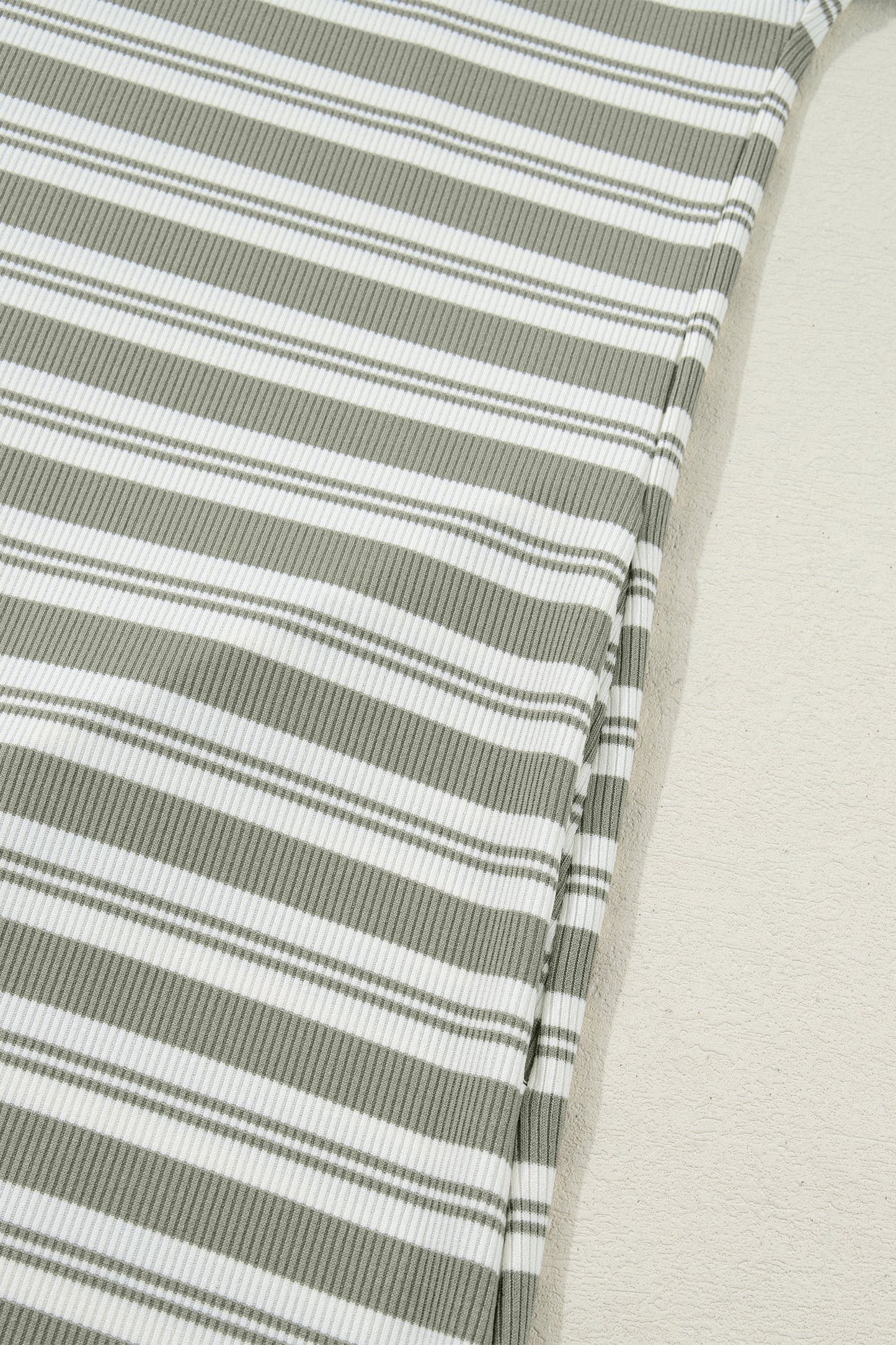 Stripe Collared V-Neck Short Sleeve Midi Dress