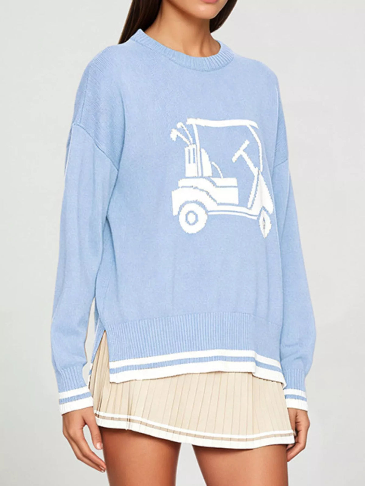 Golf Cart Graphic Dropped Shoulder Sweater