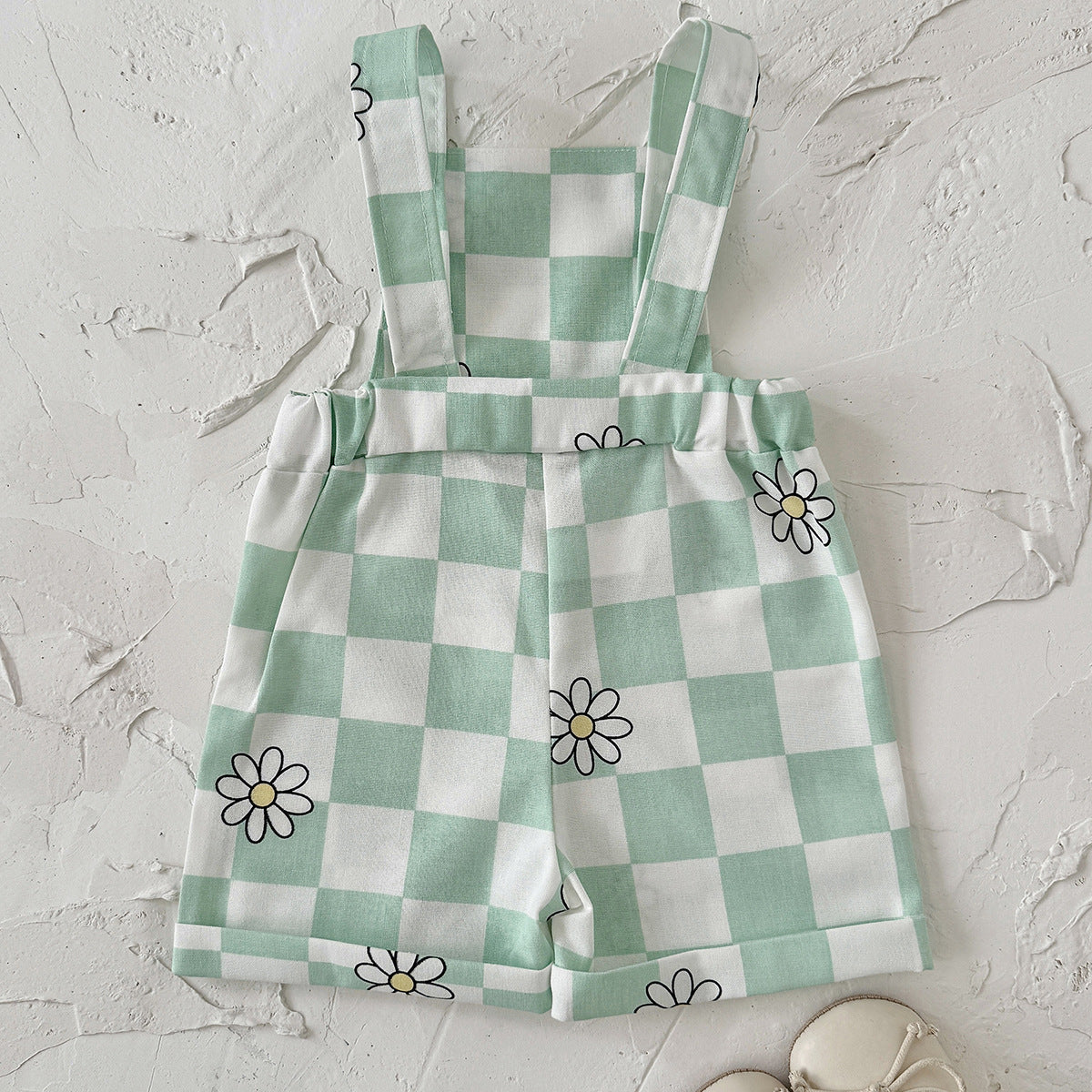 Childrens New Summer Checkered Suspender Pants For Babies