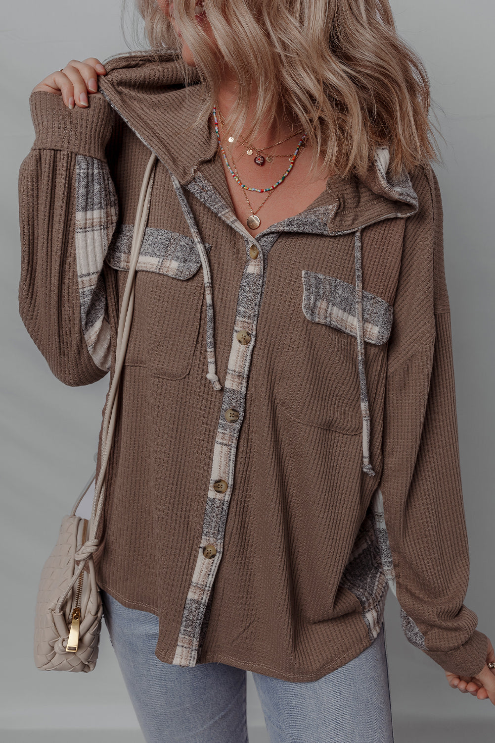 Marceline Down Drawstring Hooded Shacket