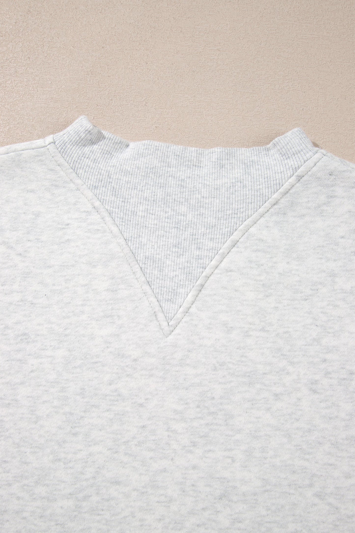 Solid Fleece Lined Mock Neck Ribbed Trim Sweatshirt