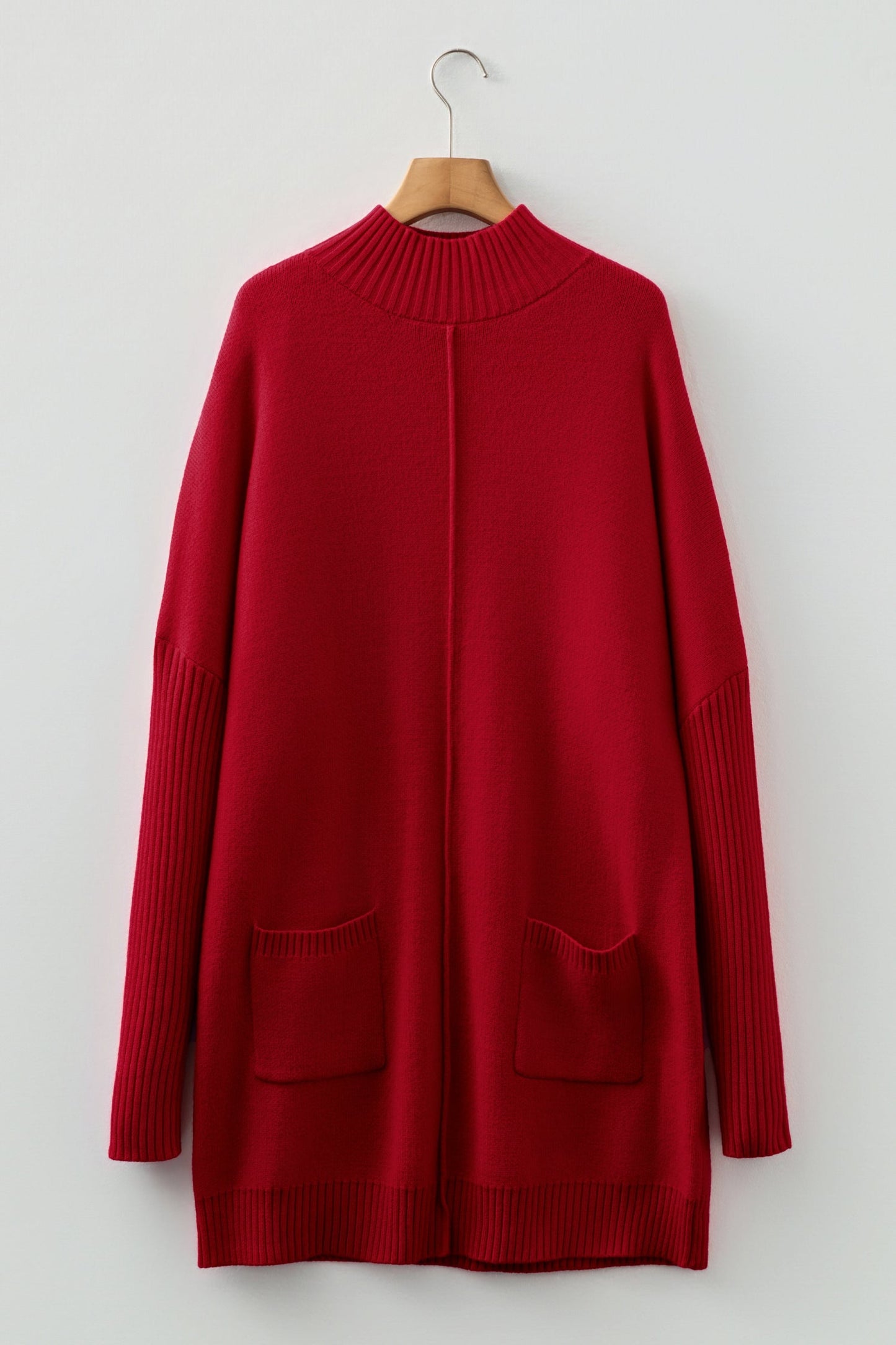 Solid Ribbed Mock Neck Sweater Dress