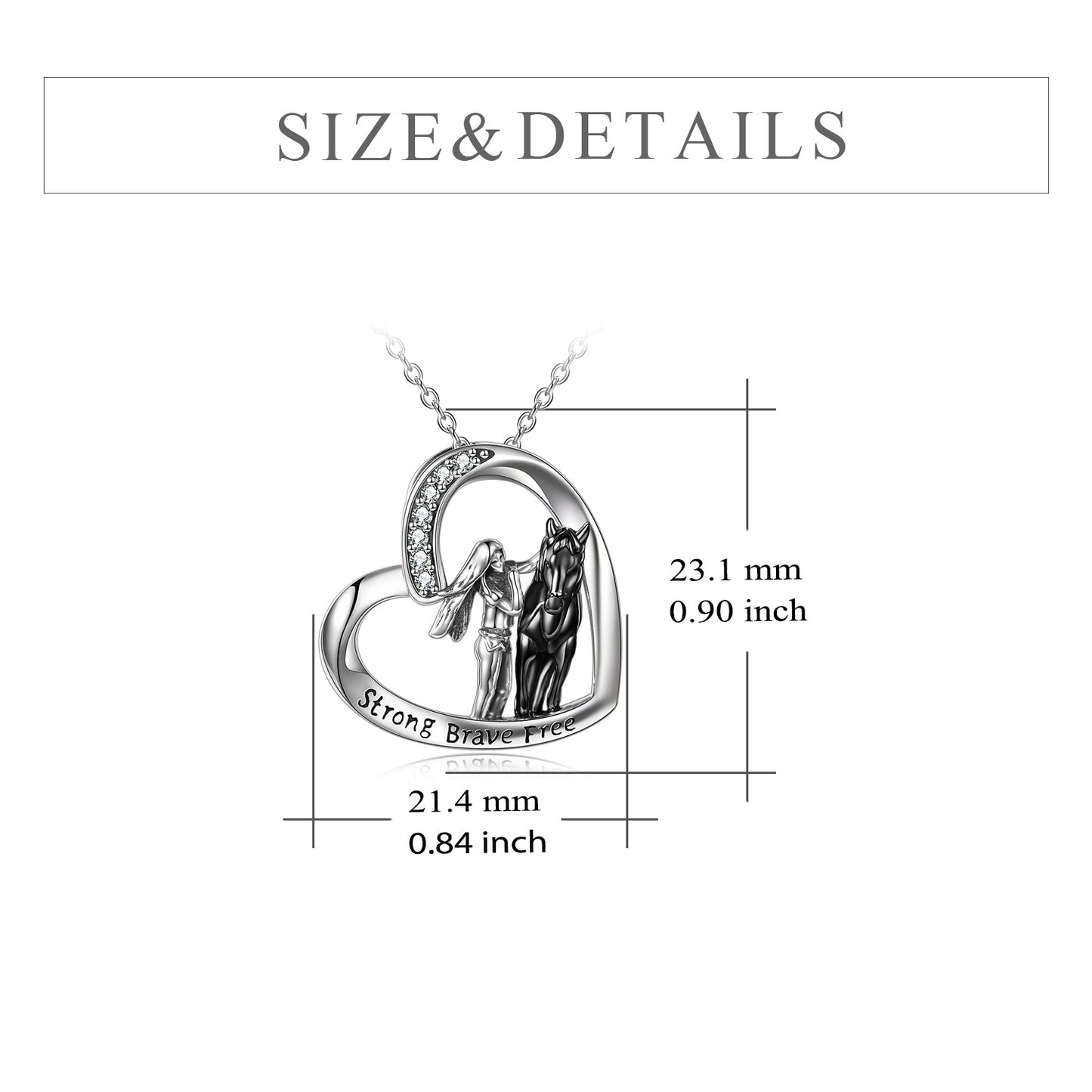 Sterling Silver Girls with Horse Gift for Women Girls Strong Brave Free