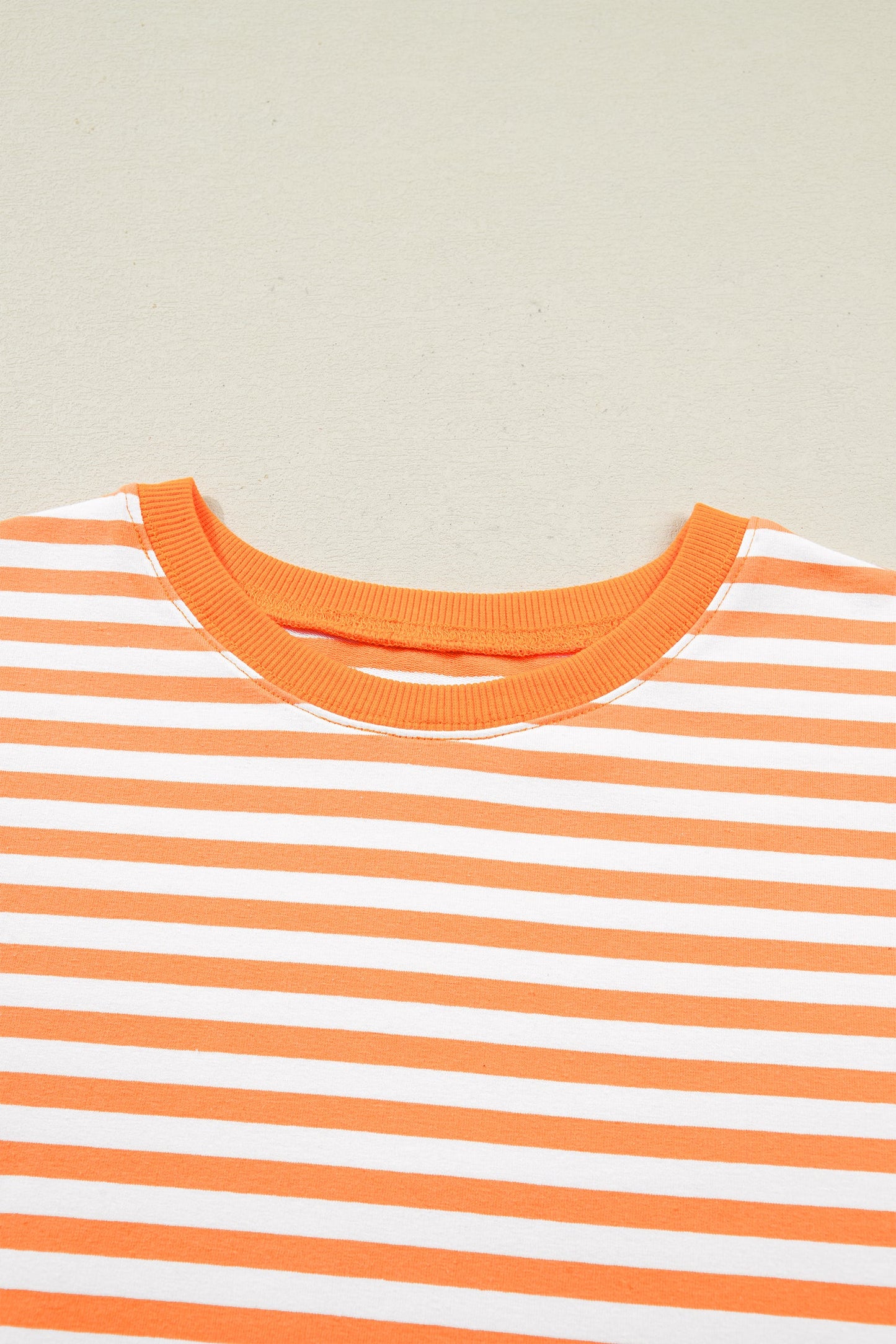 Stripe 3/4 Sleeve Exposed Seam Pullover Top