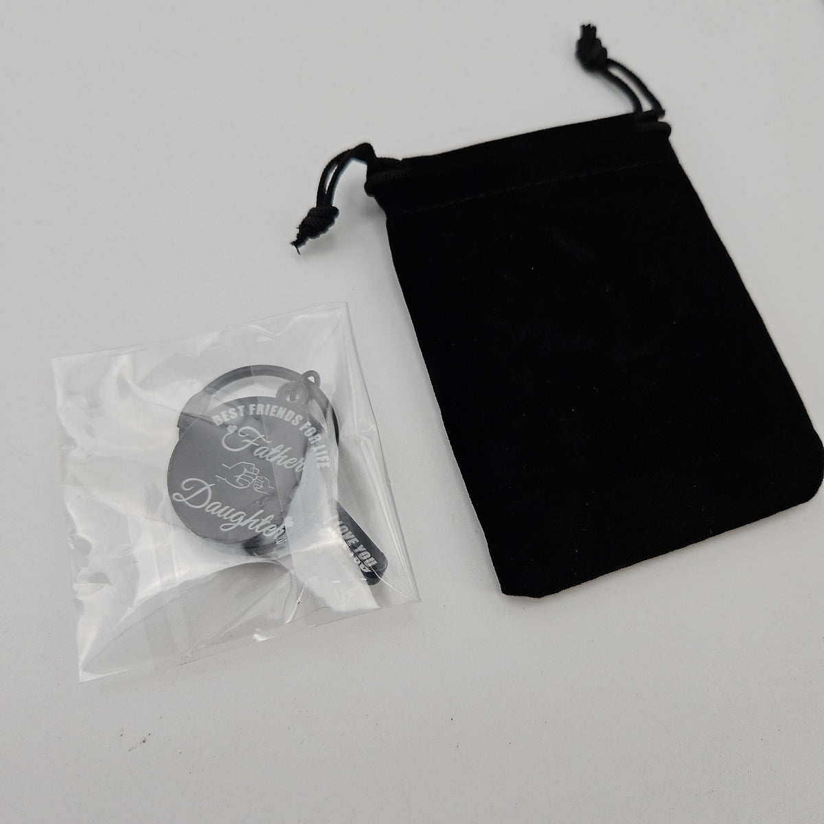 Father and Daughter Message Keychain Gift Set with Pouch