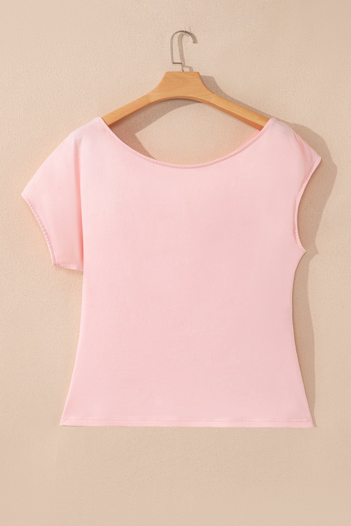 Plus Size Solid Asymmetric Neck Short Sleeve Blouse