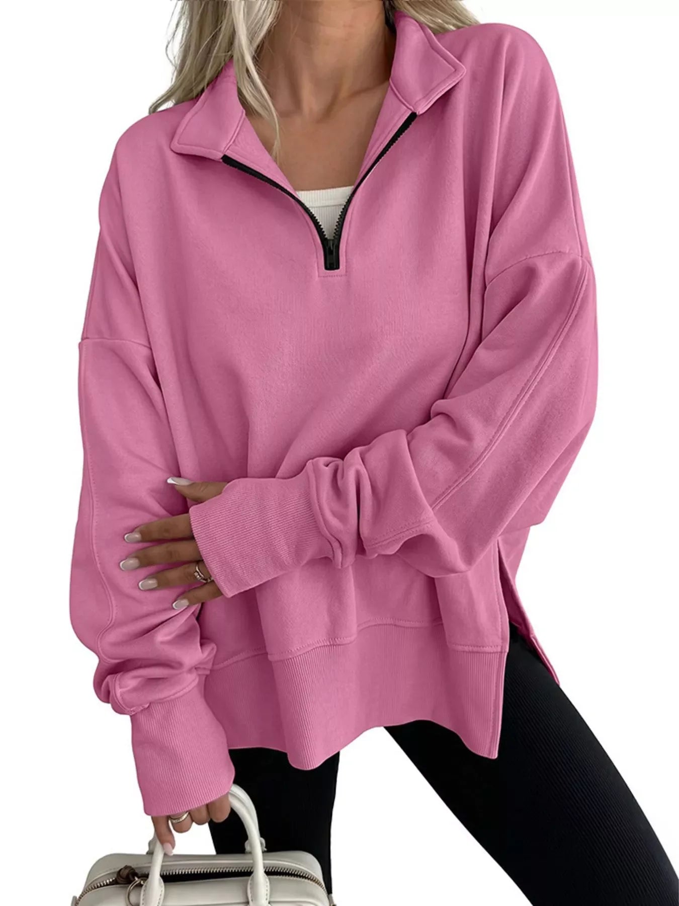 Quarter-Zip Dropped Shoulder Sweatshirt