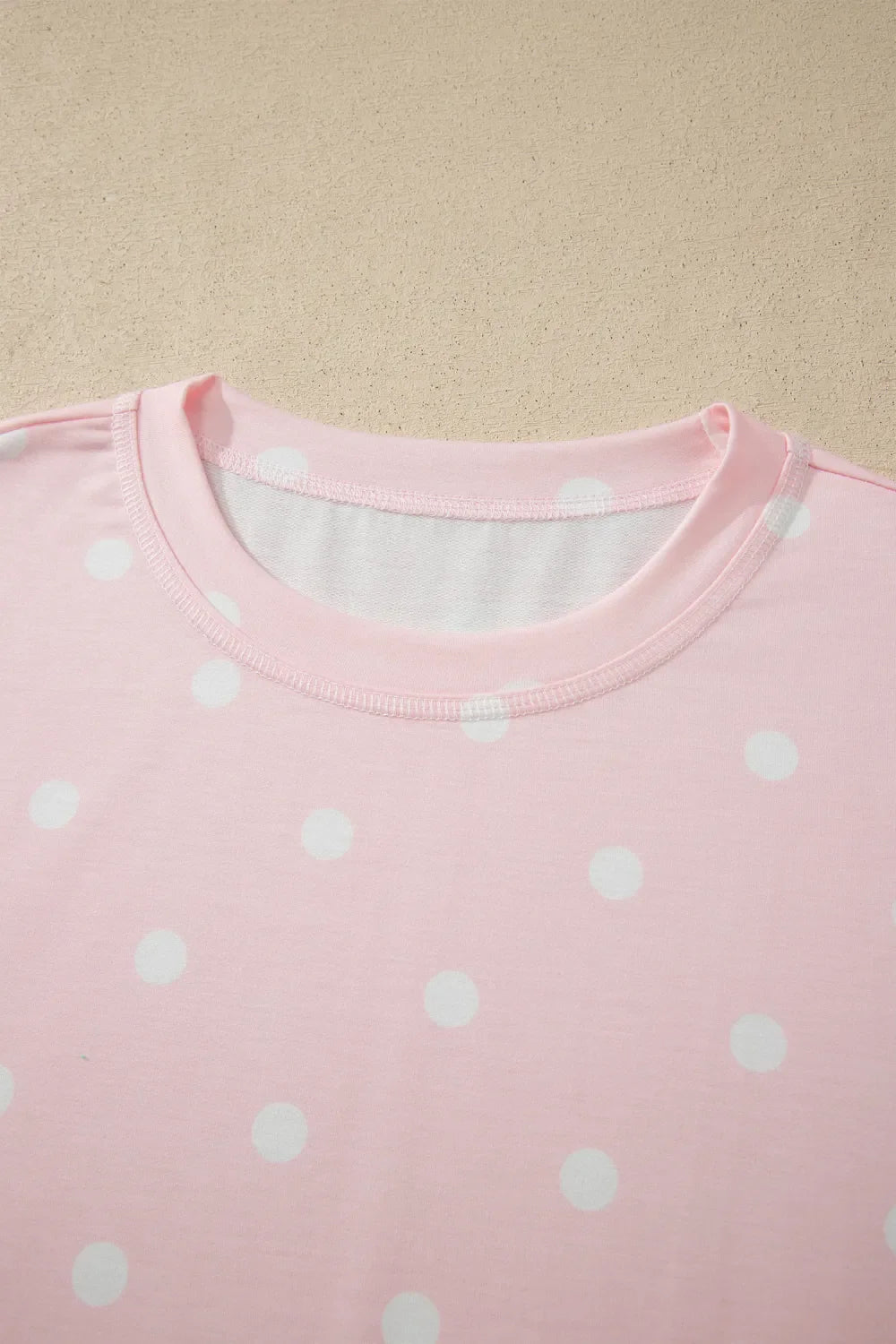 Polka Dot Loose Tee & Drawstring Shorts Set