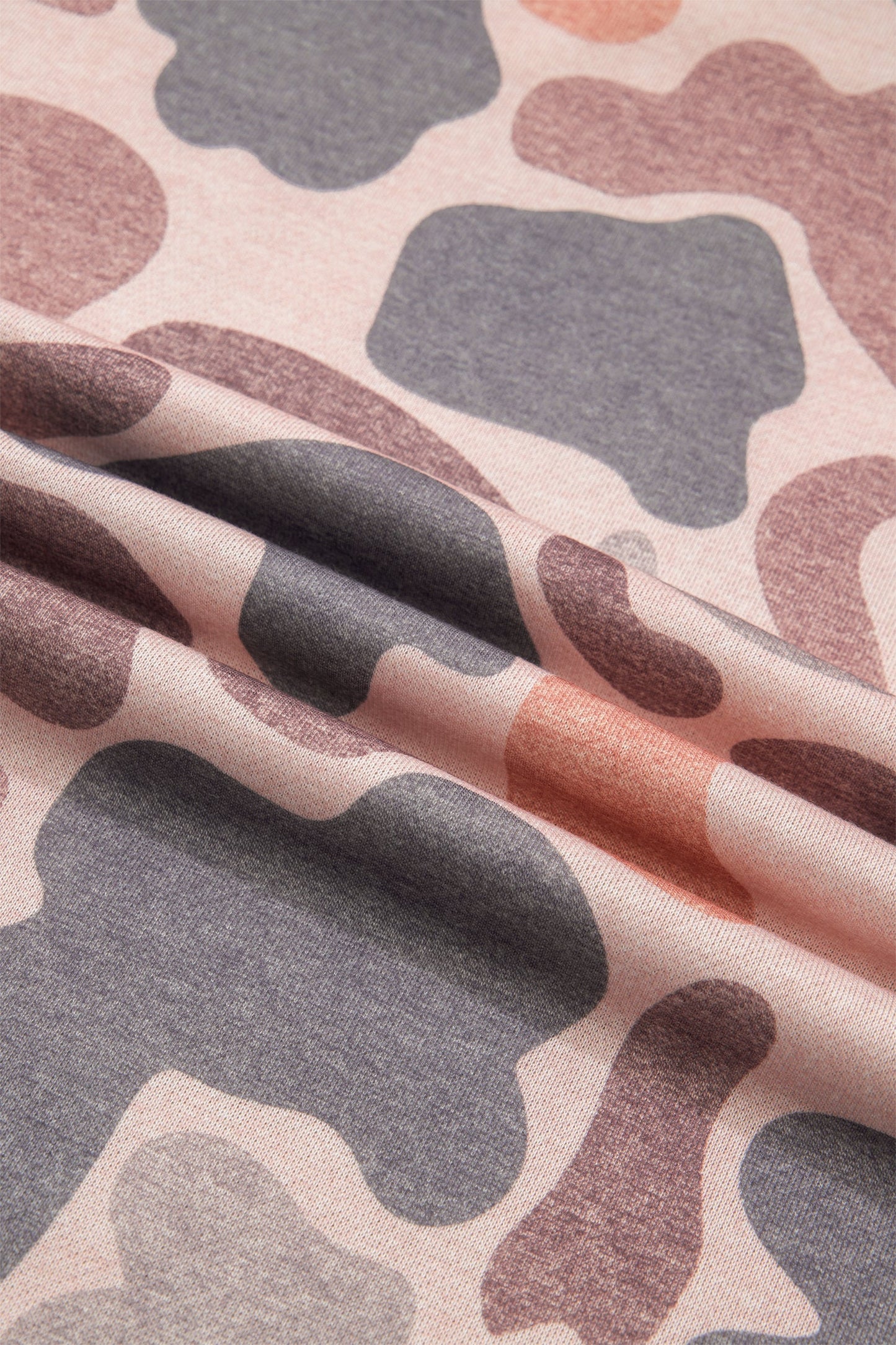 Camo Ribbed Trim Mock Neck Long Sleeve Sweatshirt