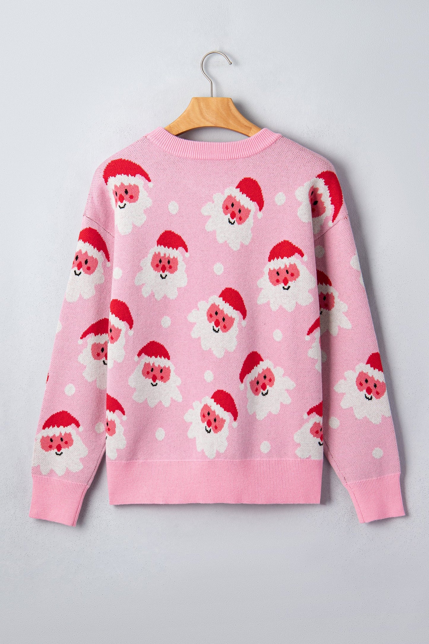Santa Ribbed Trim Long Sleeve Christmas Sweater
