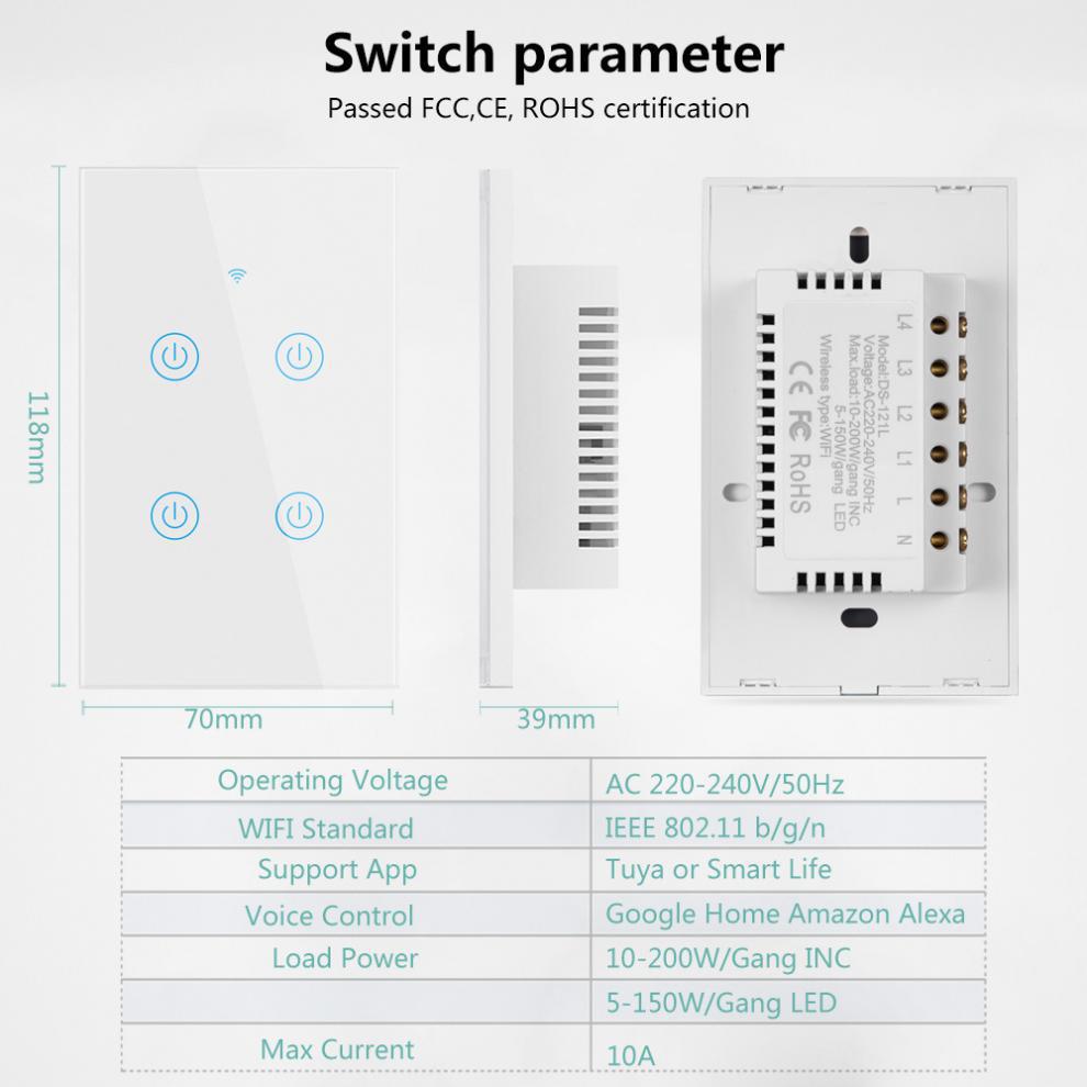 Zero Fire  Single Fire Universal Graffiti Smart USAustralian Wifi Touch Wall Panel