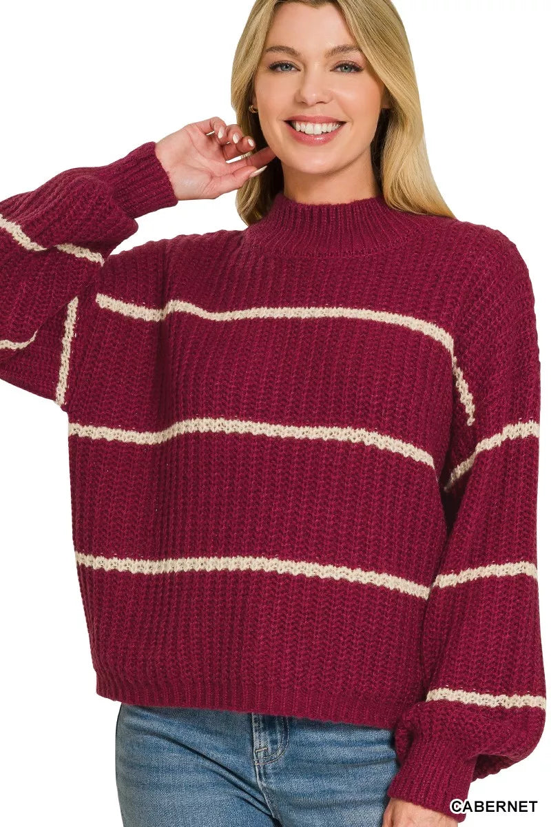 Zenana Oversize Striped Sweater
