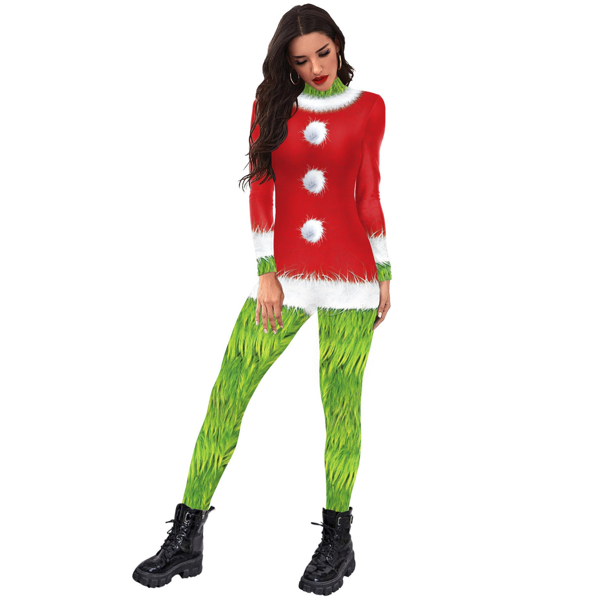 Christmas Clothing  Family Clothing Cos Stage Costume Digital Printed Jumpsuit Tight Jumpsuit