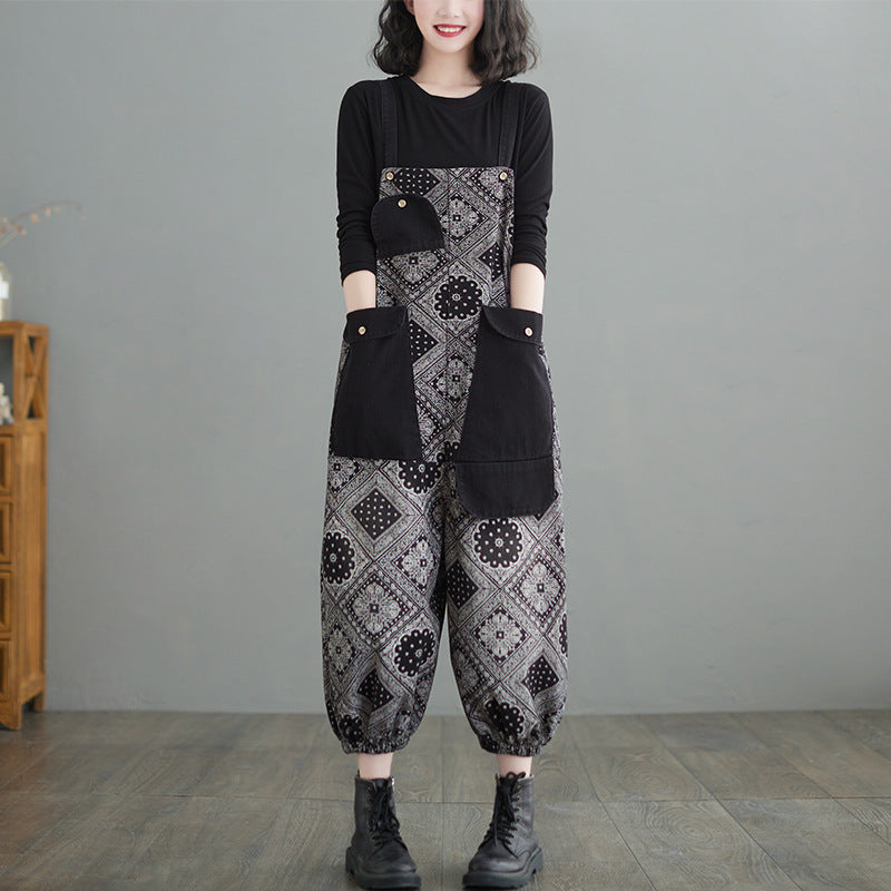 Real Shot Denim Print Women's Overalls