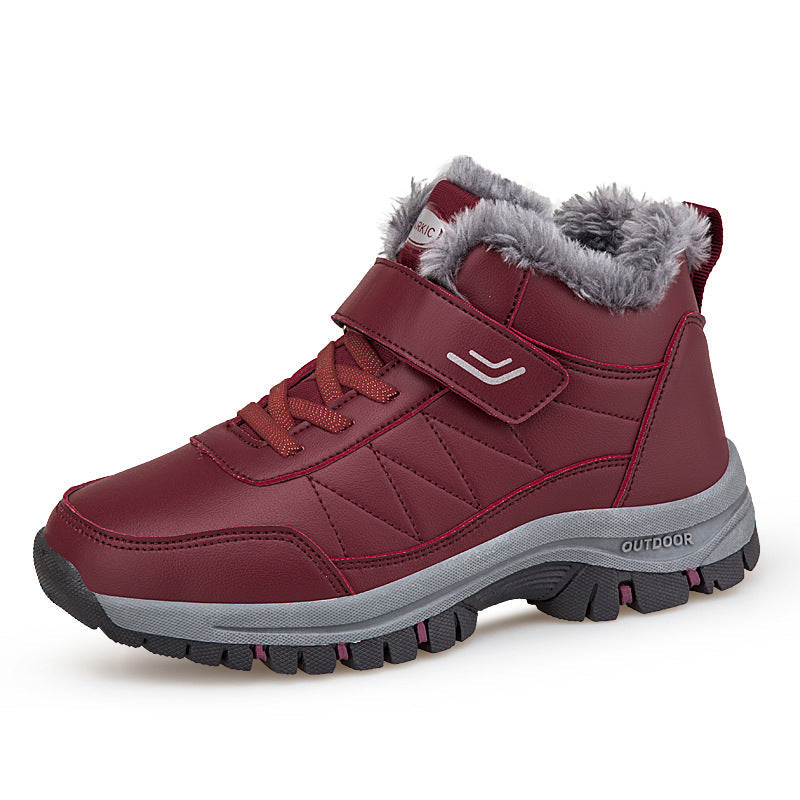 Men's High-top Travel Fleece-lined Warm Hiking Shoes