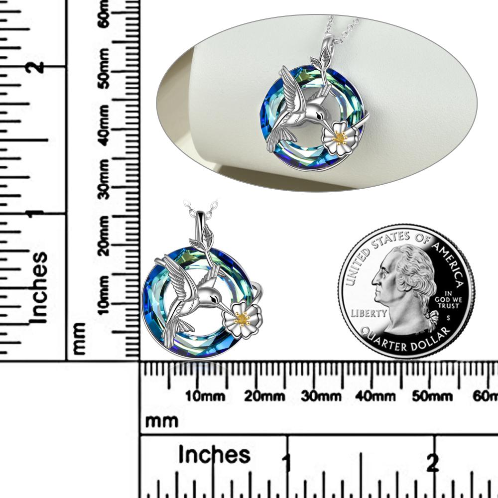 Sterling Silver Bird Pendant with Volcano Crystal