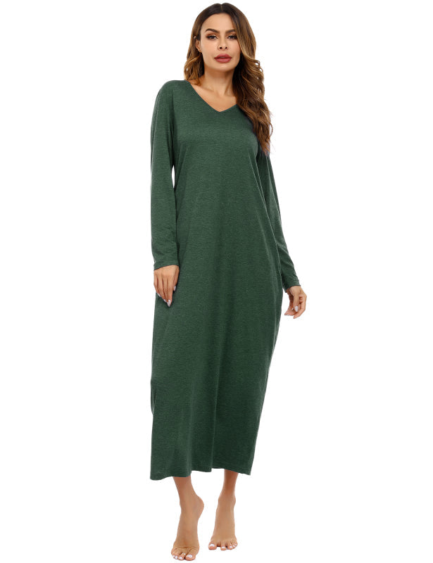 Ladies V-Neck Long Sleeve Nightdress
