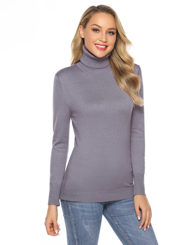 Ladies Casual Fashion Turtleneck Pullover Sweater