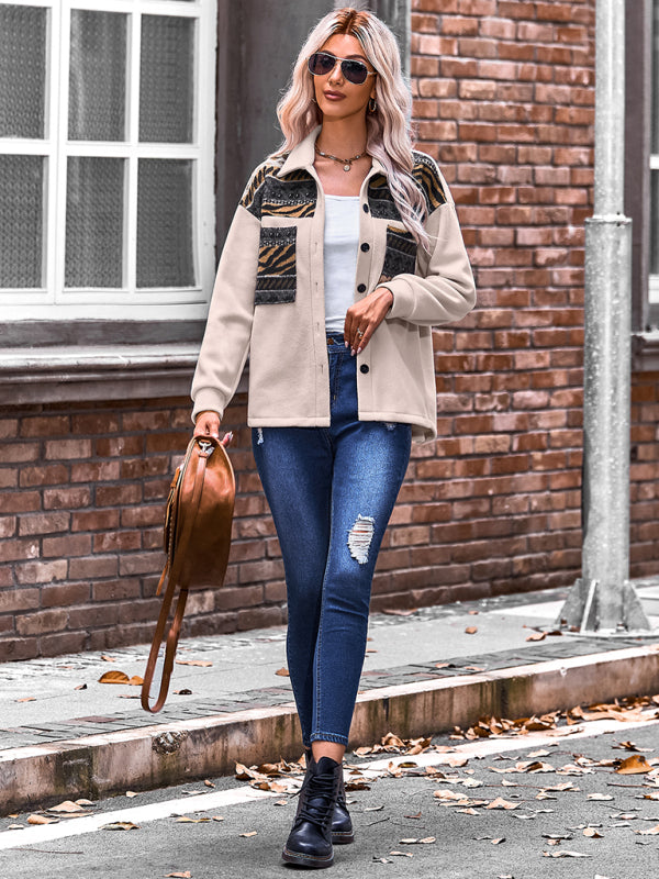 Women’s Patch Embroidered Detail Long Sleeve Shirt Jacket