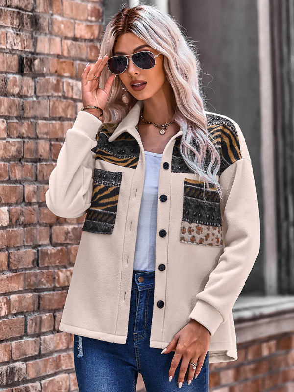 Women’s Patch Embroidered Detail Long Sleeve Shirt Jacket