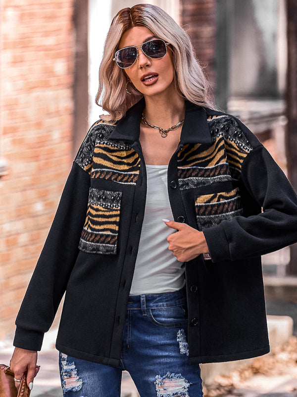 Women’s Patch Embroidered Detail Long Sleeve Shirt Jacket