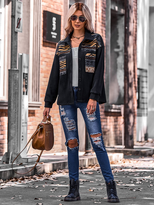 Women’s Patch Embroidered Detail Long Sleeve Shirt Jacket
