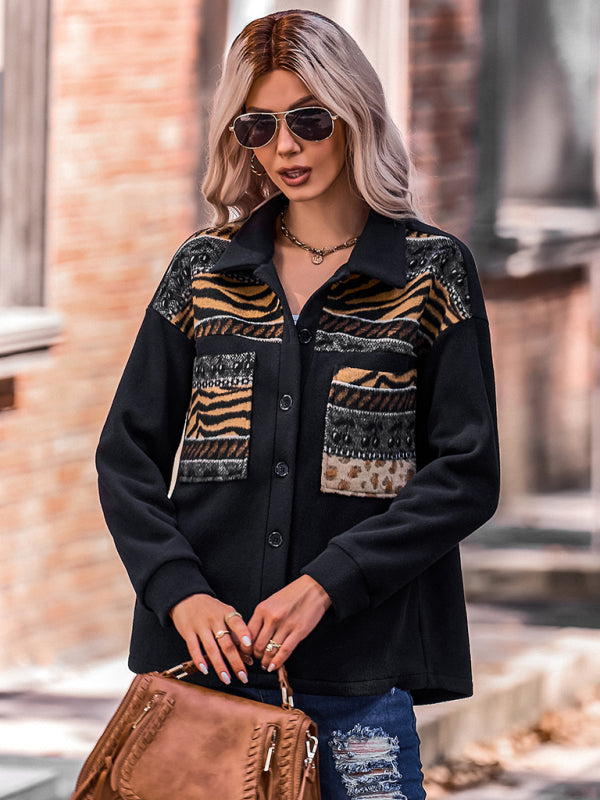 Women’s Patch Embroidered Detail Long Sleeve Shirt Jacket