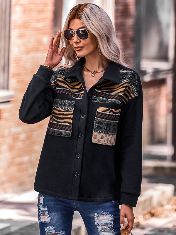 Women’s Patch Embroidered Detail Long Sleeve Shirt Jacket