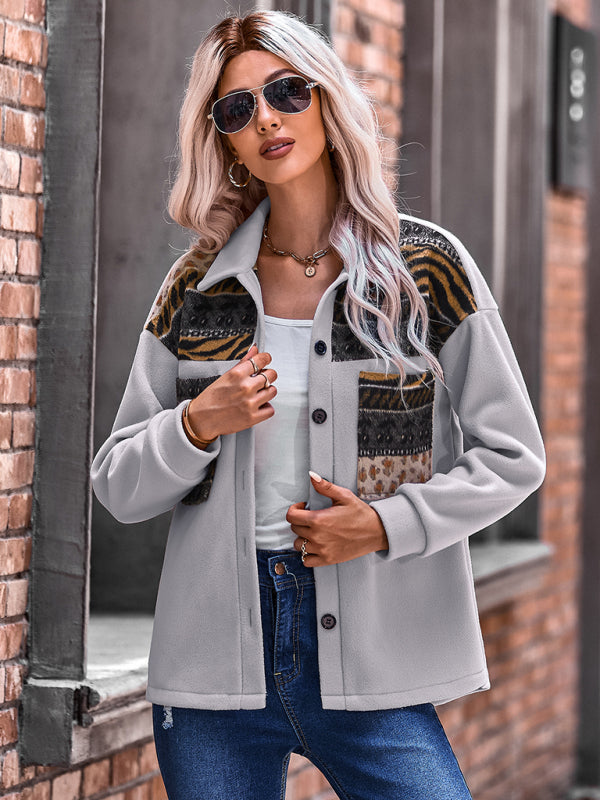 Women’s Patch Embroidered Detail Long Sleeve Shirt Jacket