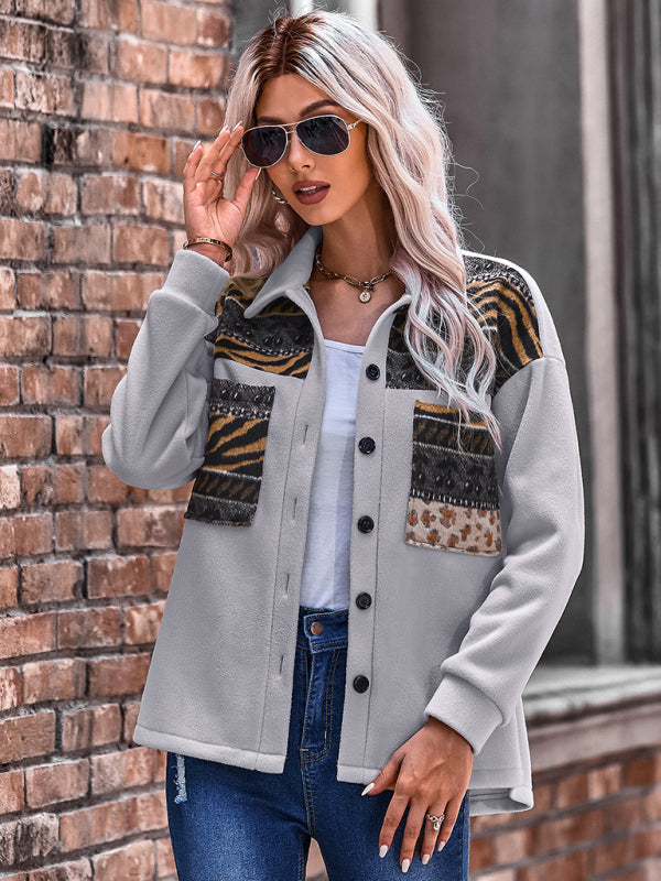 Women’s Patch Embroidered Detail Long Sleeve Shirt Jacket