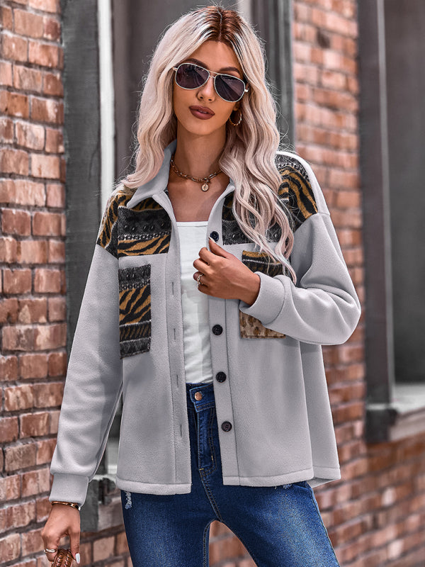 Women’s Patch Embroidered Detail Long Sleeve Shirt Jacket