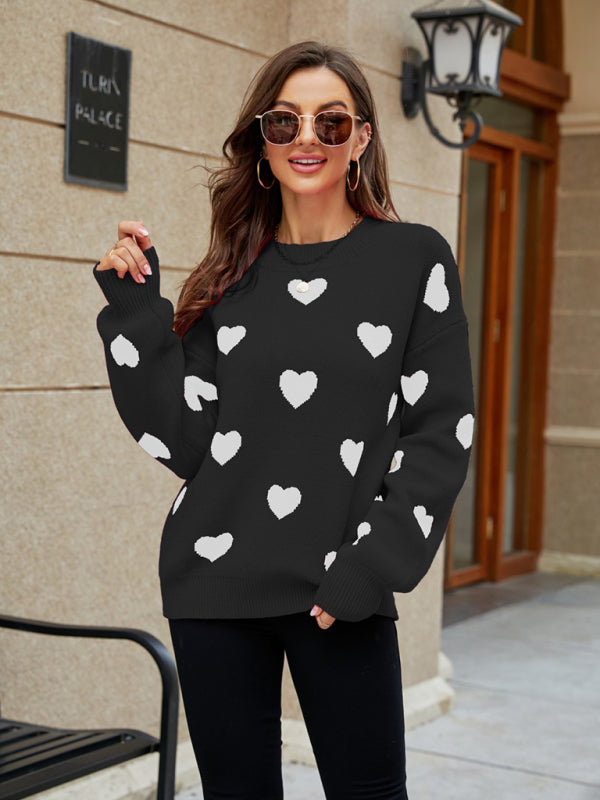 Valentine's Day Heart Pullover Women's Knit Loose Sweater