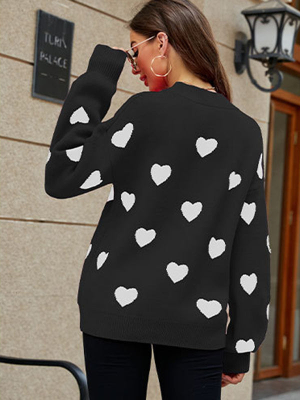 Valentine's Day Heart Pullover Women's Knit Loose Sweater