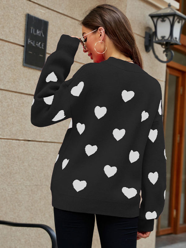 Valentine's Day Heart Pullover Women's Knit Loose Sweater