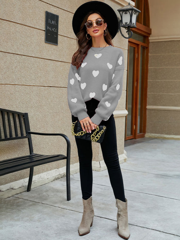 Valentine's Day Heart Pullover Women's Knit Loose Sweater