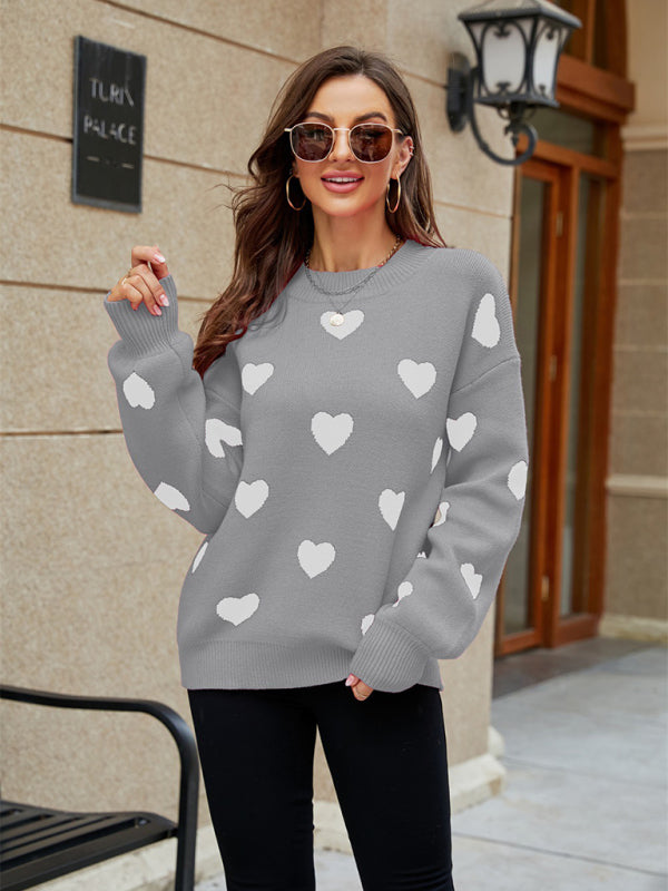 Valentine's Day Heart Pullover Women's Knit Loose Sweater