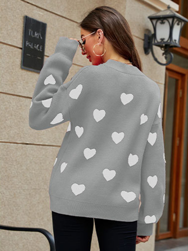 Valentine's Day Heart Pullover Women's Knit Loose Sweater