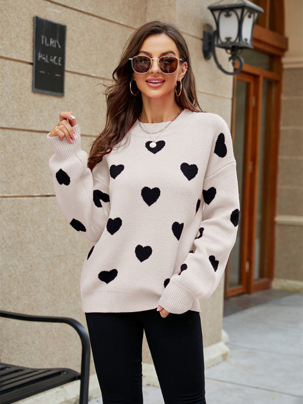 Valentine's Day Heart Pullover Women's Knit Loose Sweater