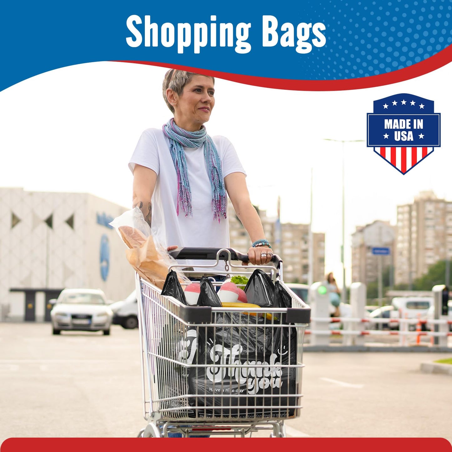 11.5x6.5x21“  0.47mil Thank You Plastic Bags 1000 Count Wholesale