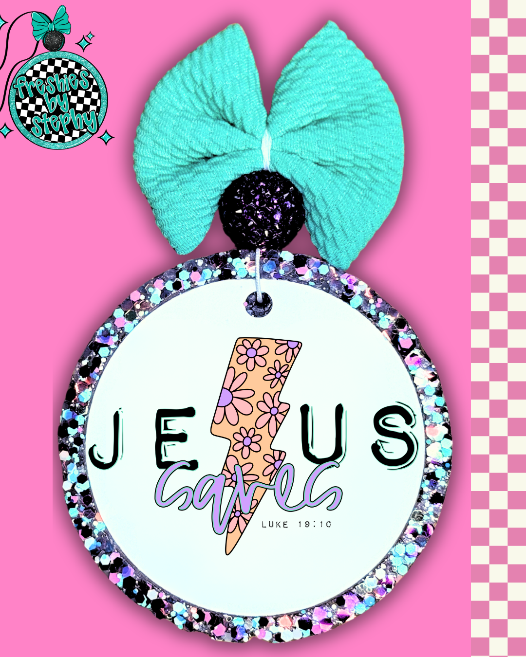 Jesus Saves Christian Freshie – Luke 19:10 Lightning Bolt Car Air Freshener