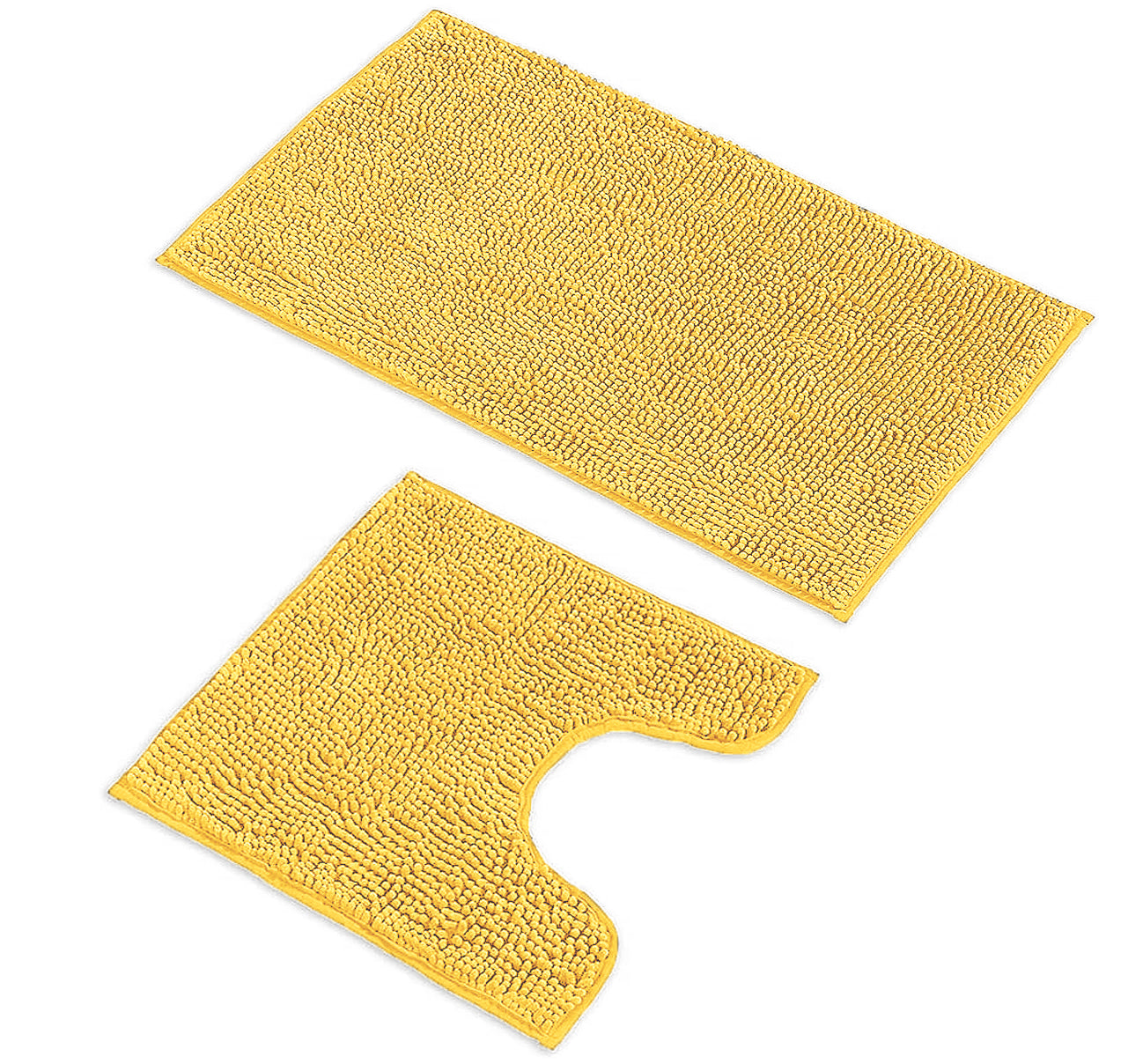 2 Piece Set Lemon Soft Cozy Plush Chenille Bath Mat Bathroom Rug