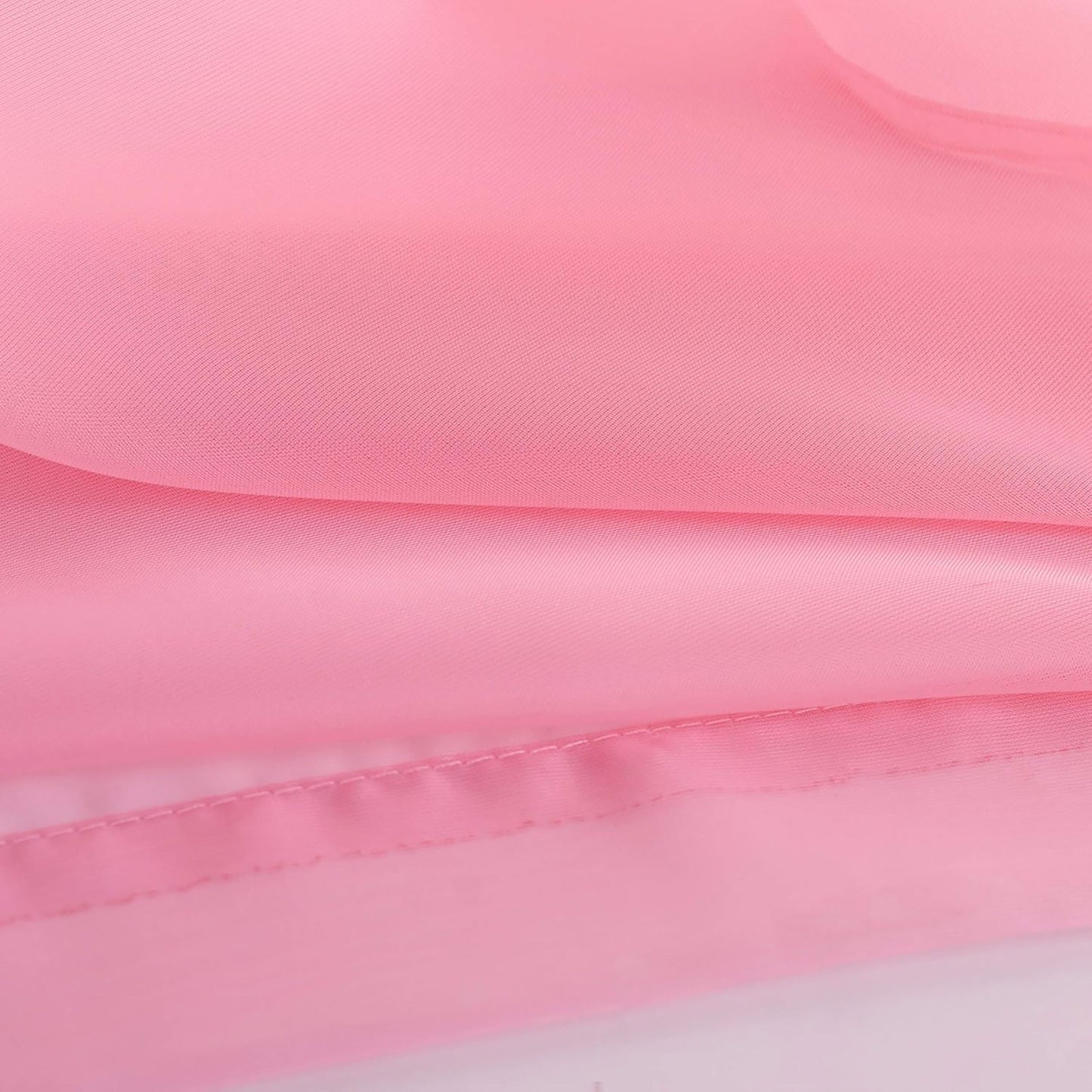 63" Inches Long -  Light Pink Sheer Window Rod Pocket Curtain Set (2 Panels)