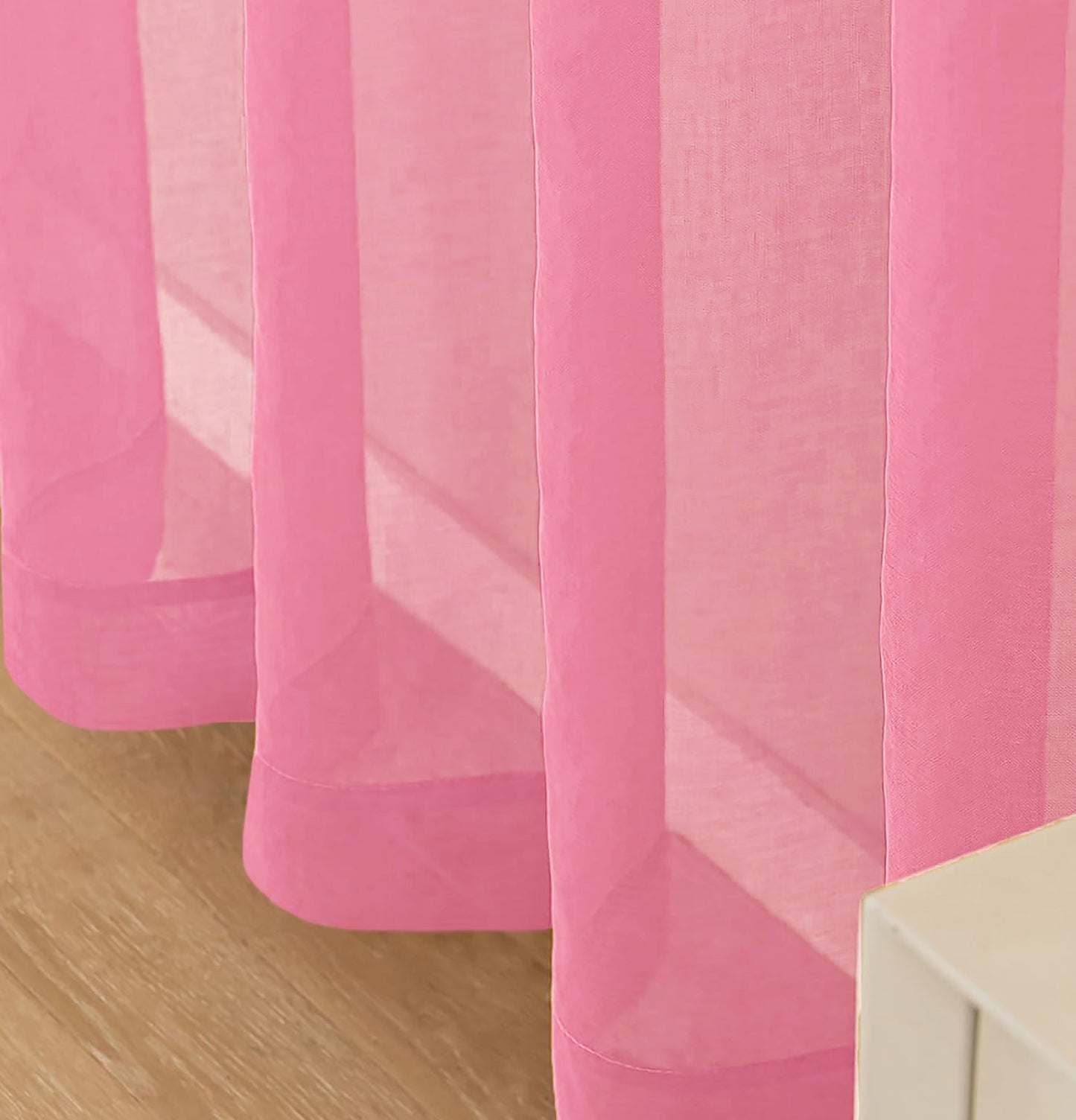 63" Inches Long -  Light Pink Sheer Window Rod Pocket Curtain Set (2 Panels)