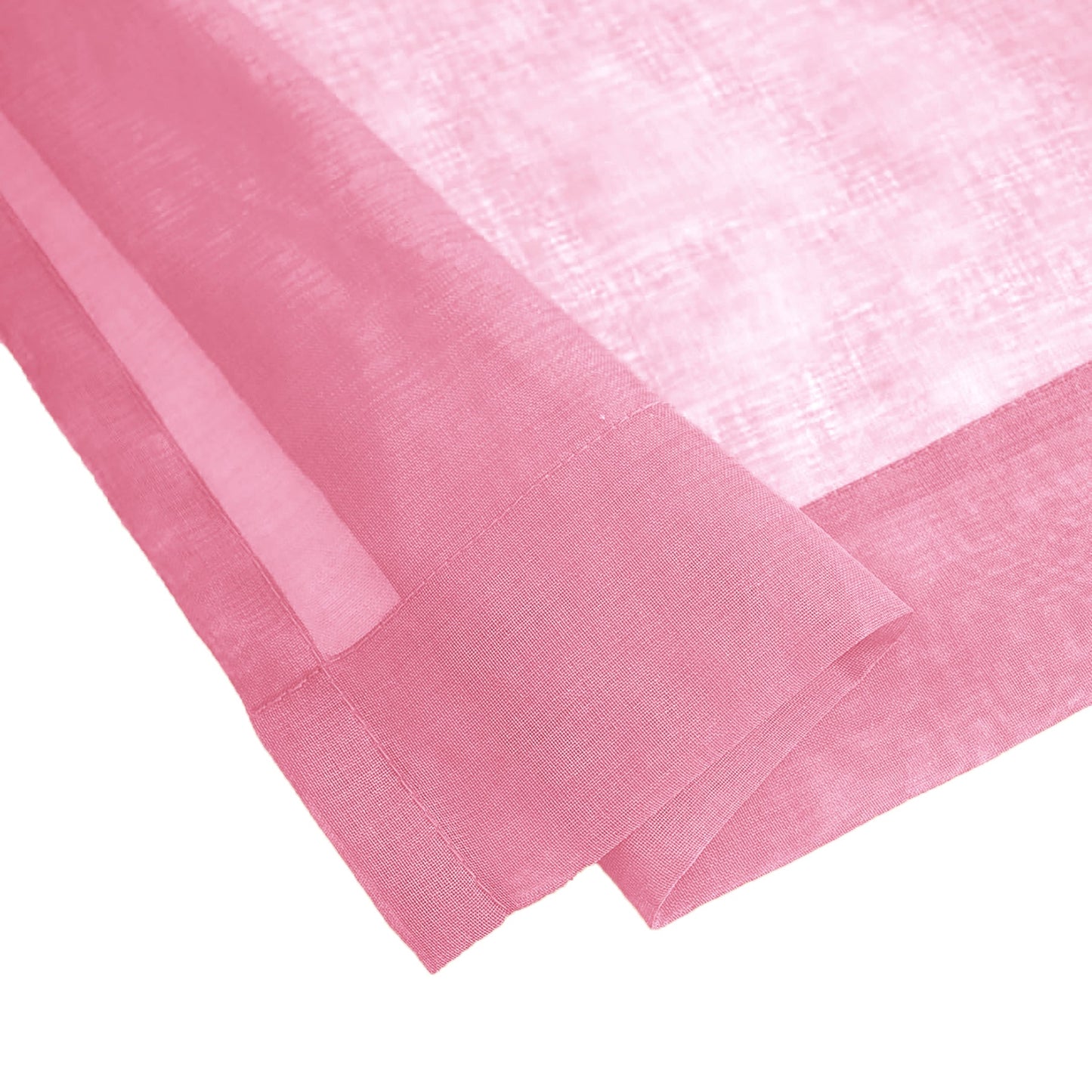 63" Inches Long -  Light Pink Sheer Window Rod Pocket Curtain Set (2 Panels)