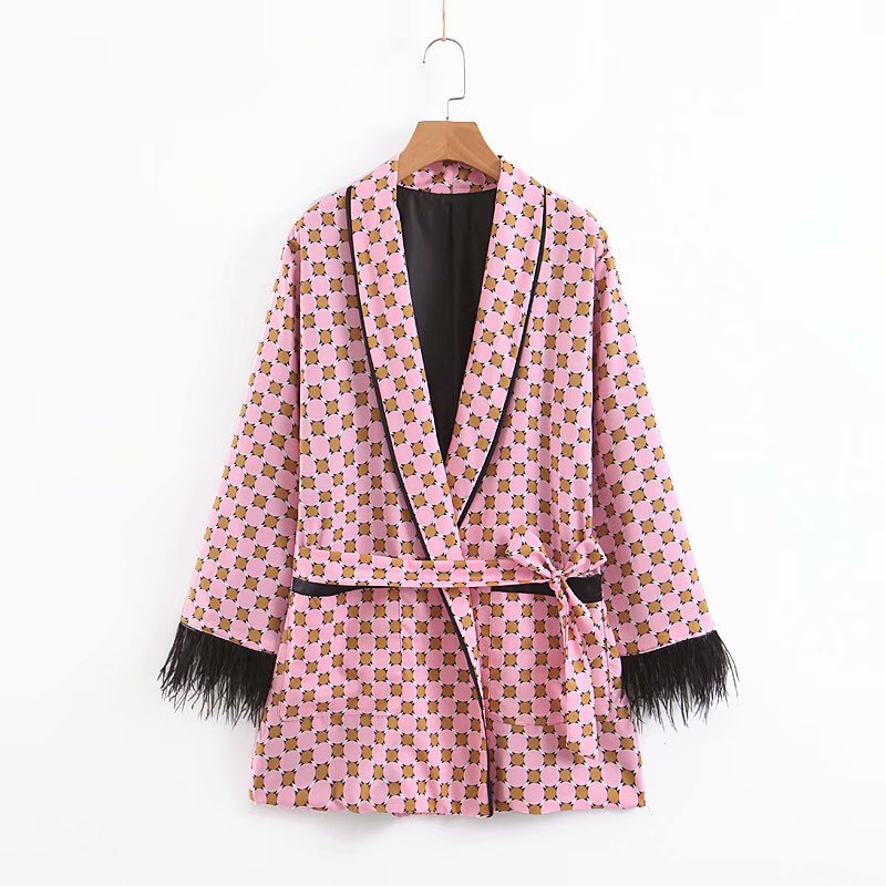 EtherealBe Vintage feather sleeve kimono set - Silk Belted