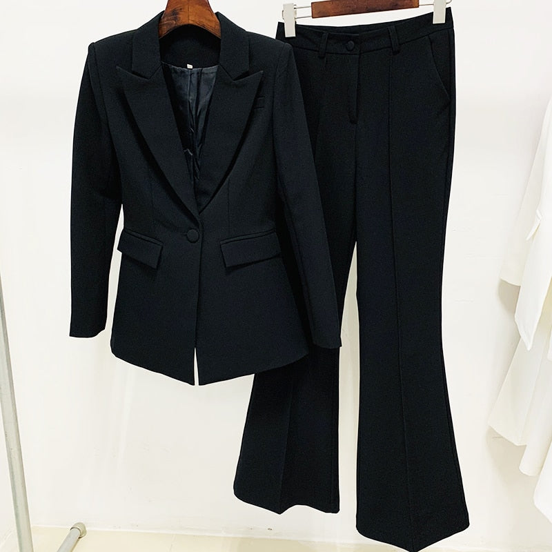 EtherealBe Yellow flare pants blazer set for women Tailored