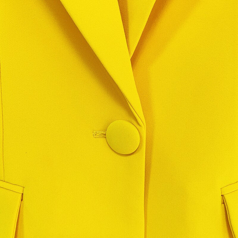 EtherealBe Yellow flare pants blazer set for women Tailored